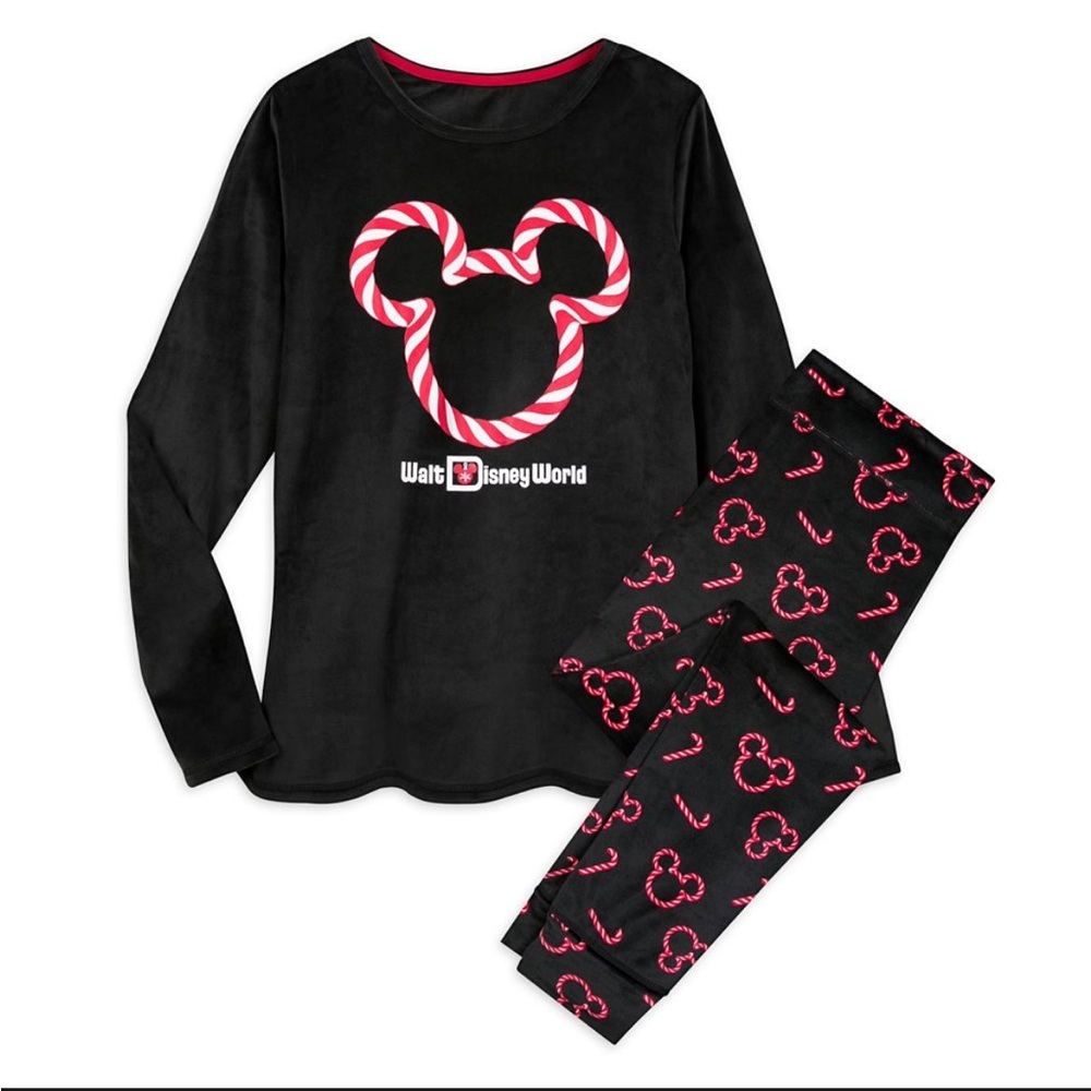 Disney Ladies Pajama Set - Holiday Mickey Peppermint Candy Cane - Picture 1 of 12